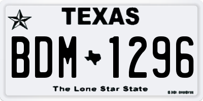 TX license plate BDM1296