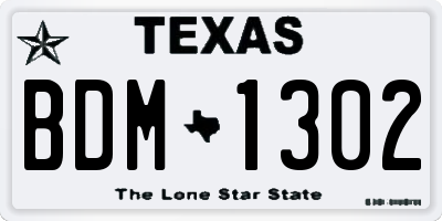 TX license plate BDM1302