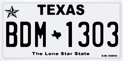 TX license plate BDM1303