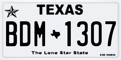 TX license plate BDM1307