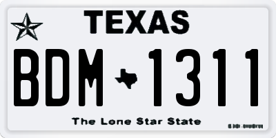 TX license plate BDM1311