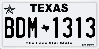 TX license plate BDM1313