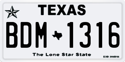 TX license plate BDM1316