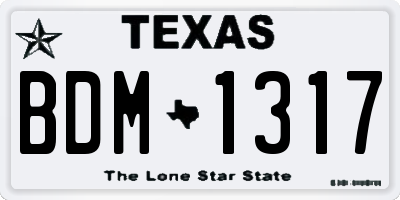 TX license plate BDM1317