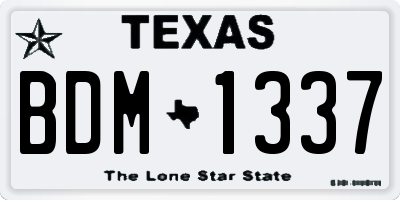 TX license plate BDM1337