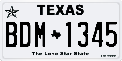 TX license plate BDM1345