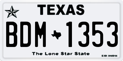TX license plate BDM1353