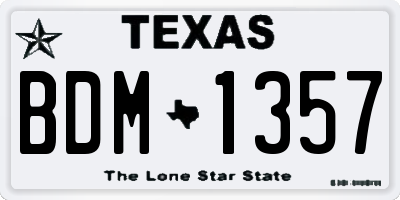 TX license plate BDM1357