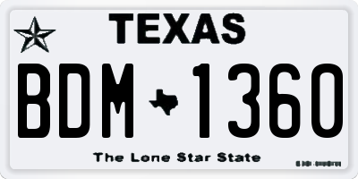 TX license plate BDM1360