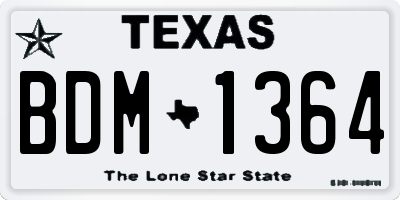 TX license plate BDM1364