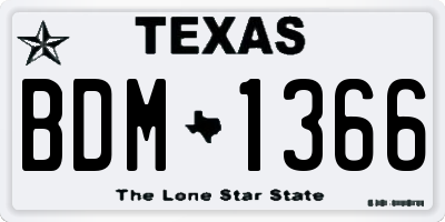 TX license plate BDM1366