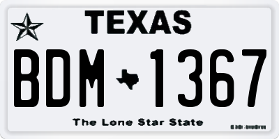TX license plate BDM1367
