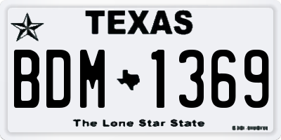 TX license plate BDM1369