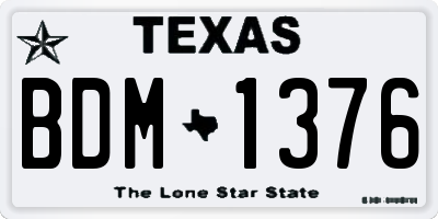 TX license plate BDM1376