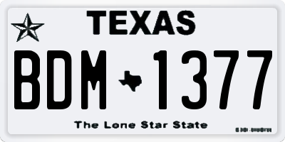 TX license plate BDM1377