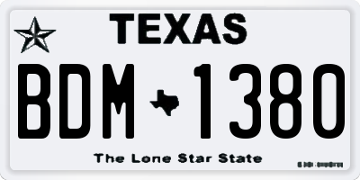 TX license plate BDM1380