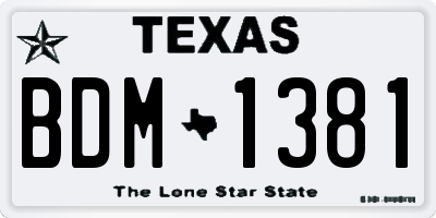 TX license plate BDM1381