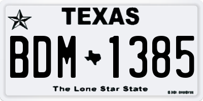 TX license plate BDM1385