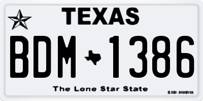 TX license plate BDM1386