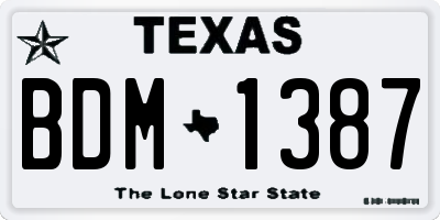 TX license plate BDM1387