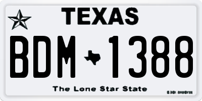 TX license plate BDM1388