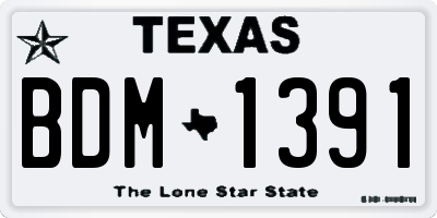 TX license plate BDM1391