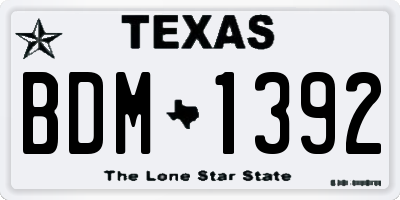 TX license plate BDM1392