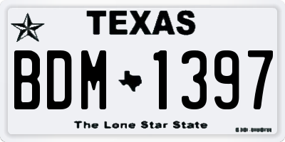 TX license plate BDM1397