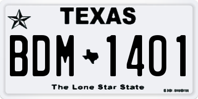 TX license plate BDM1401