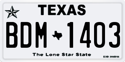 TX license plate BDM1403