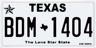 TX license plate BDM1404