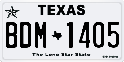 TX license plate BDM1405