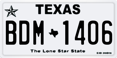 TX license plate BDM1406