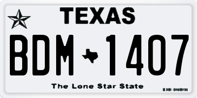 TX license plate BDM1407