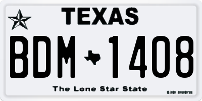 TX license plate BDM1408