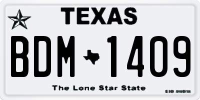TX license plate BDM1409