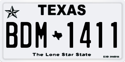 TX license plate BDM1411