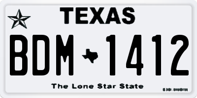 TX license plate BDM1412