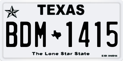 TX license plate BDM1415
