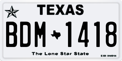 TX license plate BDM1418