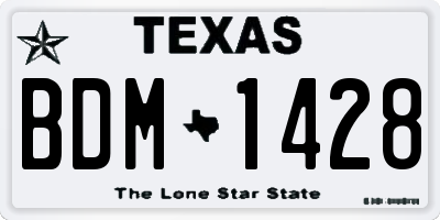 TX license plate BDM1428
