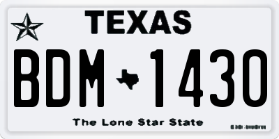 TX license plate BDM1430