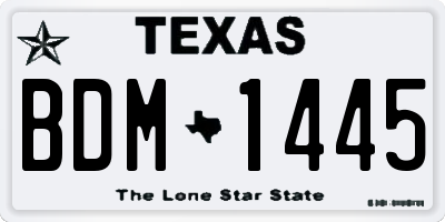 TX license plate BDM1445