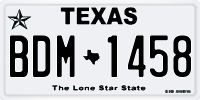 TX license plate BDM1458