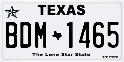 TX license plate BDM1465