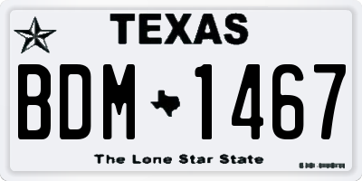 TX license plate BDM1467