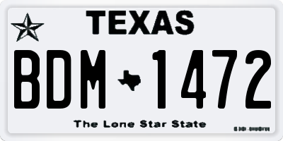 TX license plate BDM1472