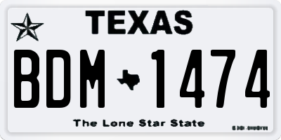 TX license plate BDM1474