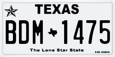 TX license plate BDM1475