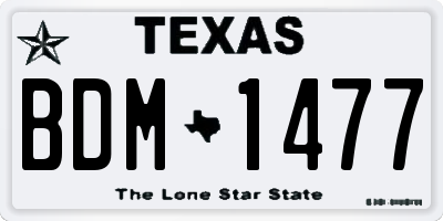 TX license plate BDM1477
